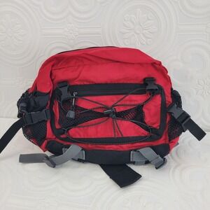 Vintage Gap Red Black Ripstop Nylon Hiking Fanny Pack Waist Bag Large Gorpcore